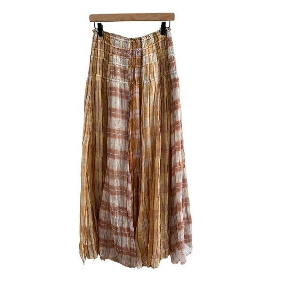 Free People Orange Plaid Maxi Skirt - Picture 3 of 4